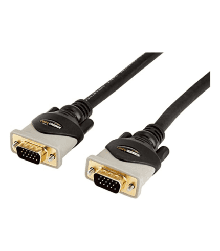A black and gold cable is connected to the same end.