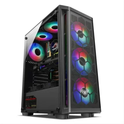 A black case with four fans on the side.