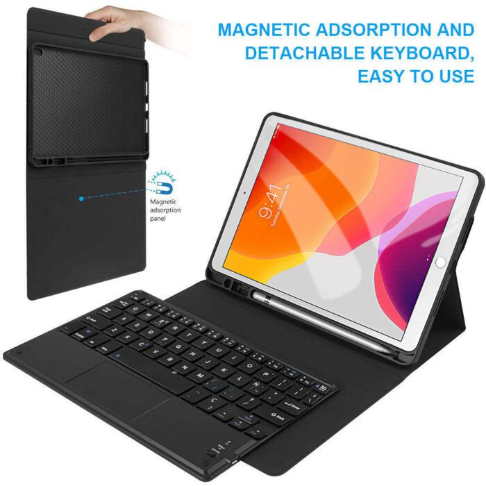 A tablet with a keyboard and a case