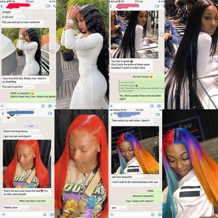 A collage of photos with different colored hair.