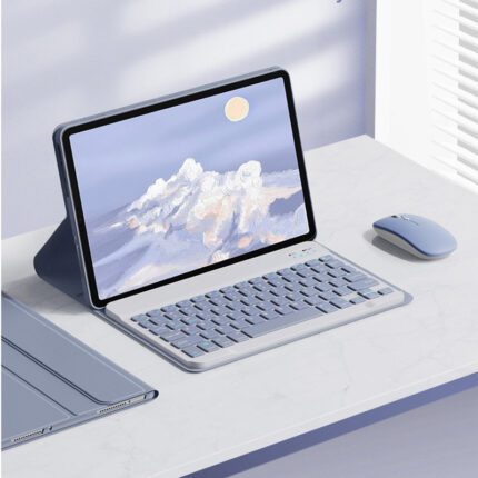 A laptop computer sitting on top of a desk.